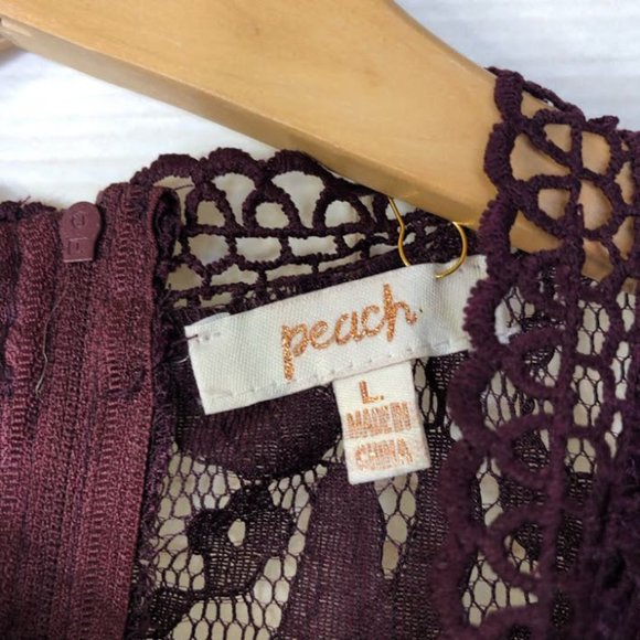 Peach Lace Plum Cropped Blouse NWT - Picture 5 of 8